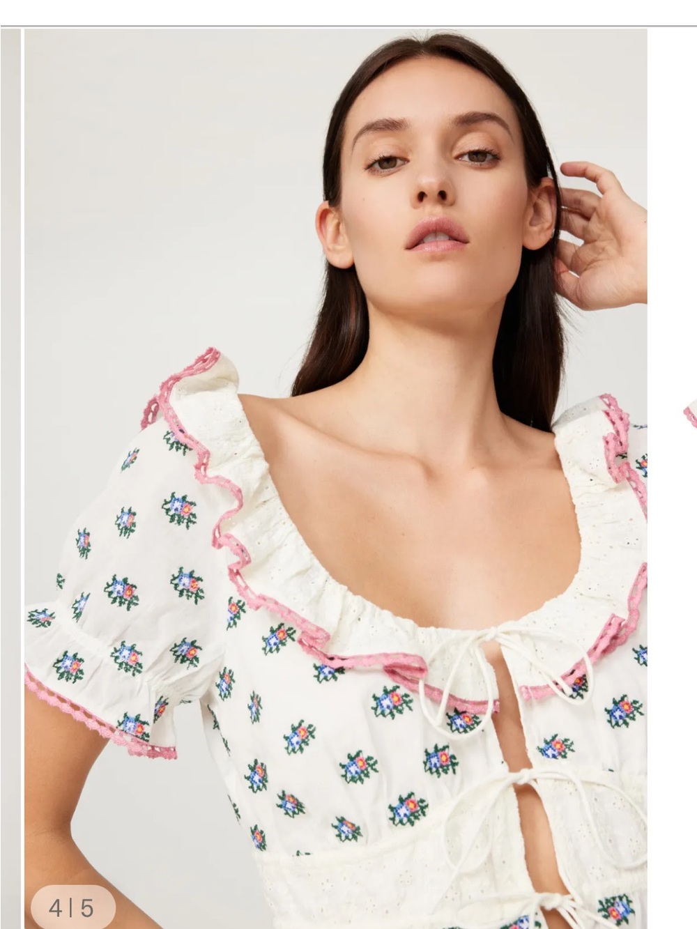 RIXO Larina Floral Tie-Front Top